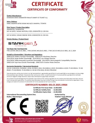C3. Misaki Motorlu Jeneratör CE Sertifikası